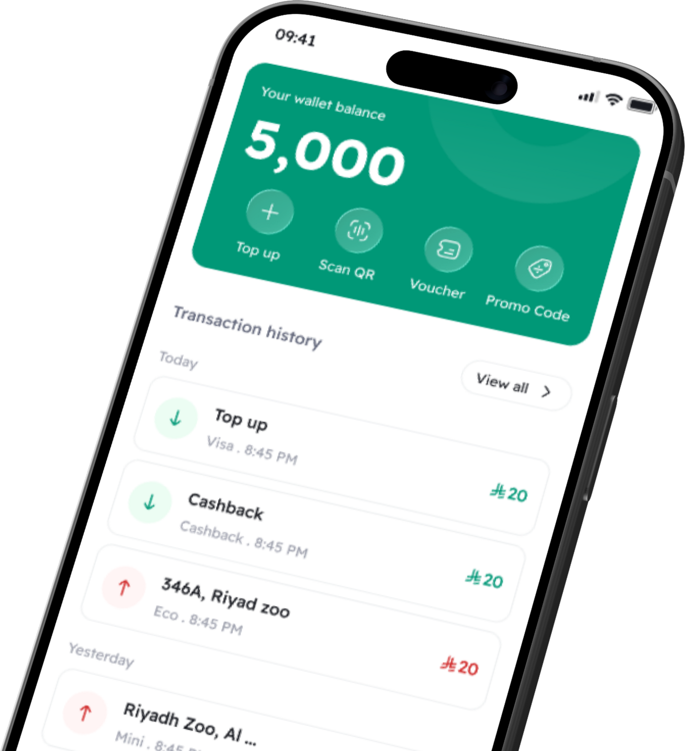 Taxi wallet screen